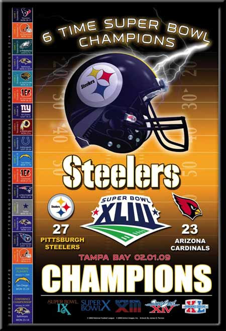 Pittsburgh Steelers 6 Time Super Bowl Champions