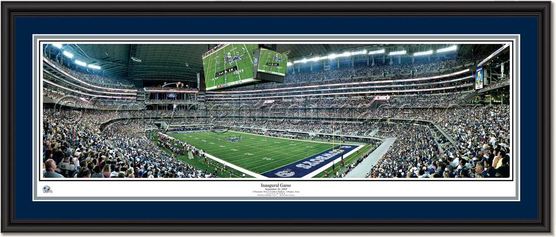 Dallas Cowboys AT&T Stadium Inaugural Game Panoramic Picture Double Mat and Black Frame