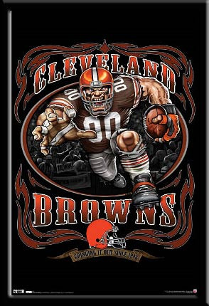 Cleveland Browns NFL Mascot Poster Grinding It Out