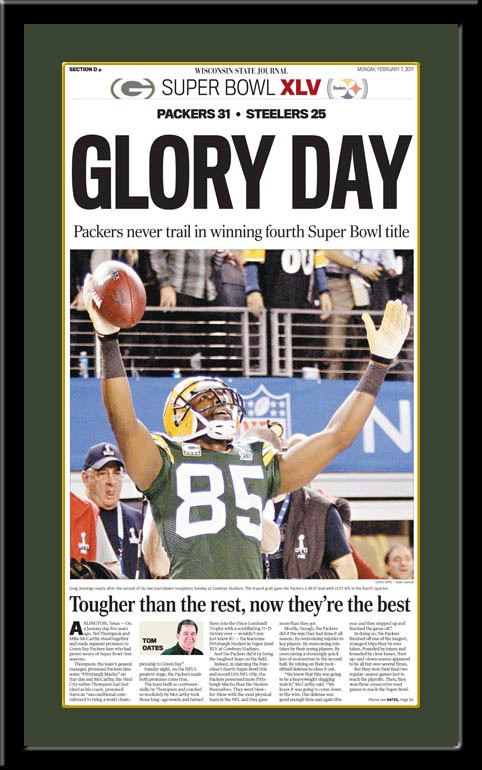 Glory Day Green Bay Super Bowl Newspaper Headlines Framed Picture