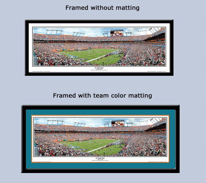 Miami Dolphins Sun Life Stadium Panoramic Framed Print. Sports Memorabilia and Prints from My Team Prints.