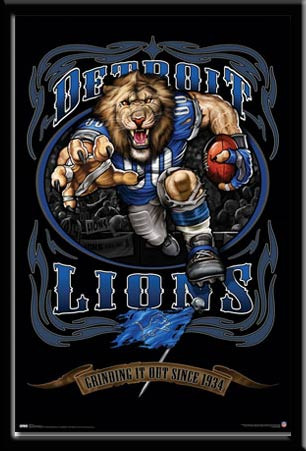 Detroit Lions Vintage NFL Poster Grinding It Out