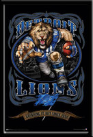 Detroit Lions Vintage NFL Poster Grinding It Out