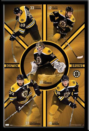 Boston Bruins Five Super Stars Player Framed Poster