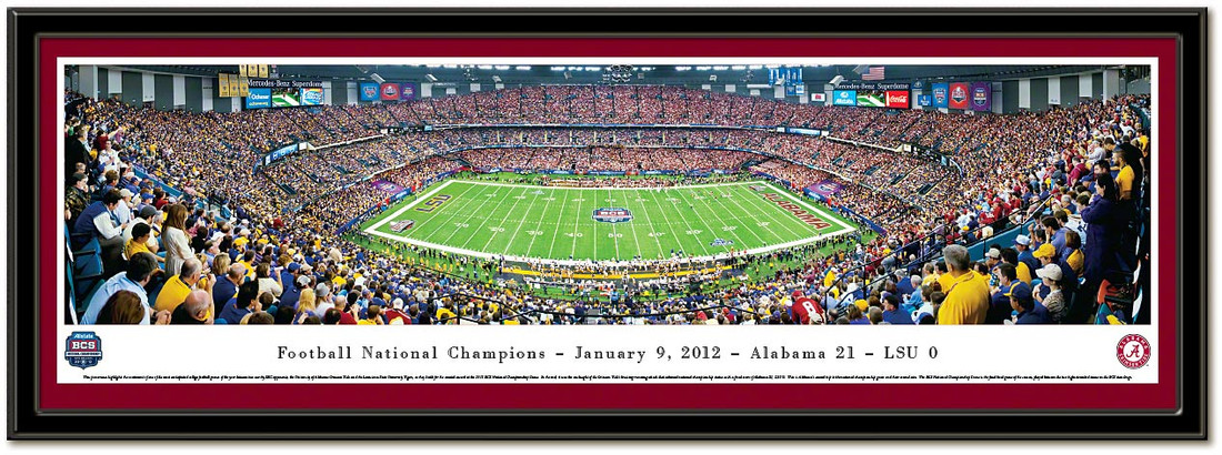 Alabama 2011 BCS National Championship Framed Panoramic Print matted