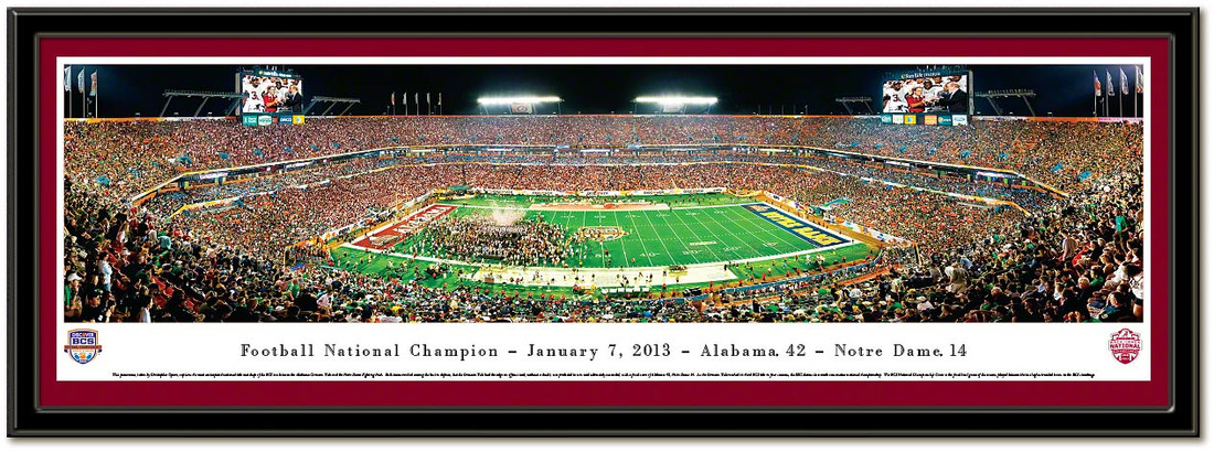 Alabama vs Notre Dame BCS National Championship Framed Picture matted