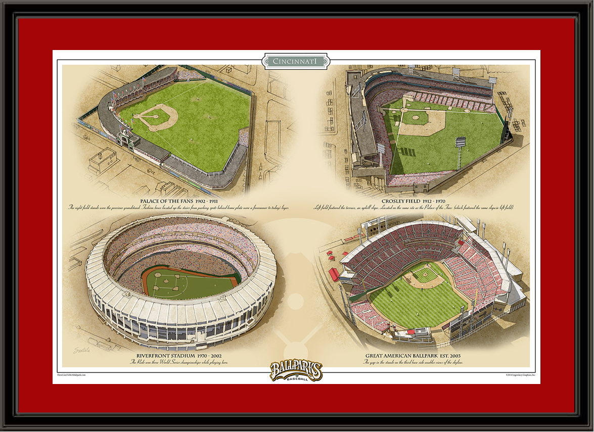 MLB-Cincinnati Reds 15x18 MATTED and FRAMED Personalized Stadium Print