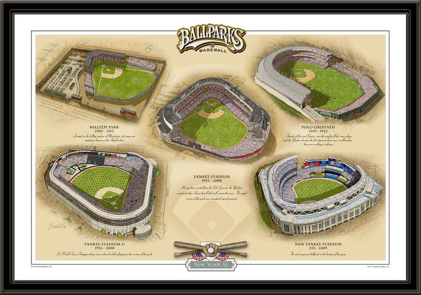 New York AL Historic Ballparks of Baseball Framed Print