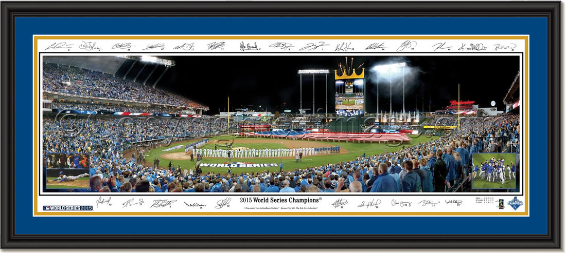 Royals Game 1 and 5 2015 World Series Framed Print With Signatures Double Matted