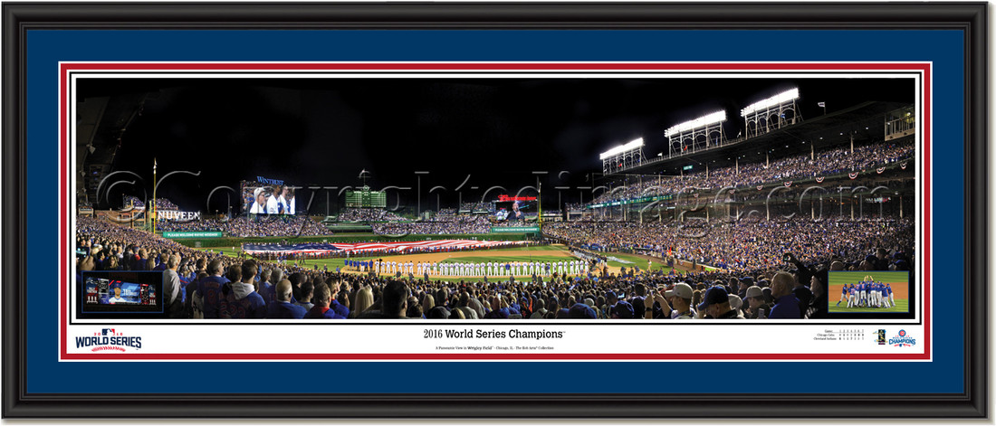 Chicago Cubs 2016 World Series Champion Framed Print with Photo Inserts Double Mat