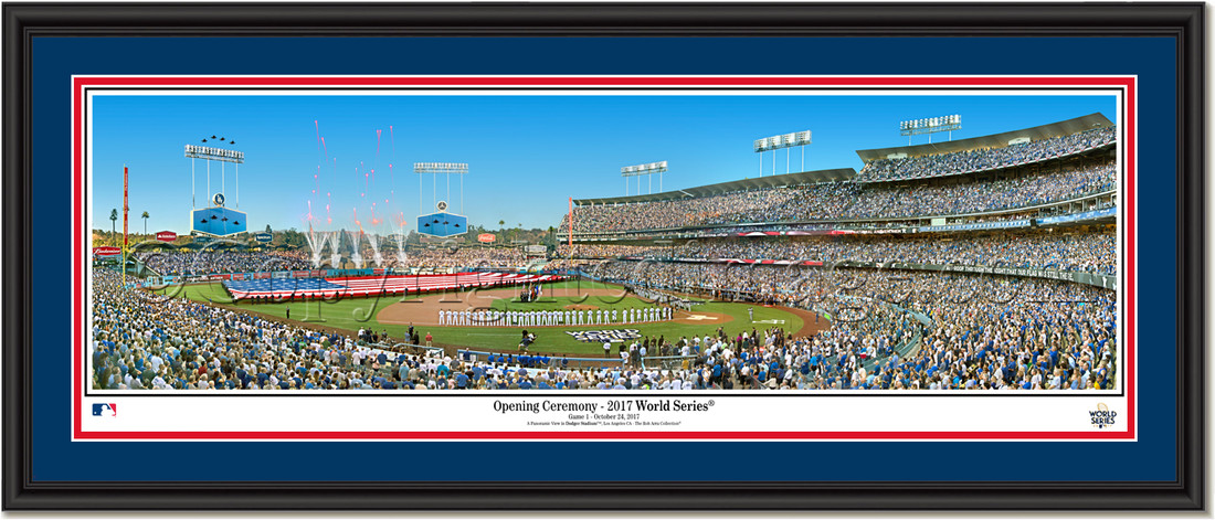 2017 World Series Houston Astros and Los Angeles Dodgers Game One Opening Ceremony Double Matting and Black Frame