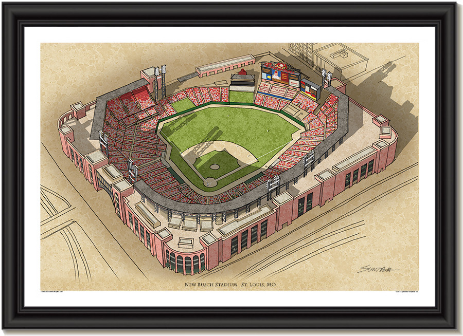 St. Louis Cardinals - Busch Stadium - Vintage Baseball Print