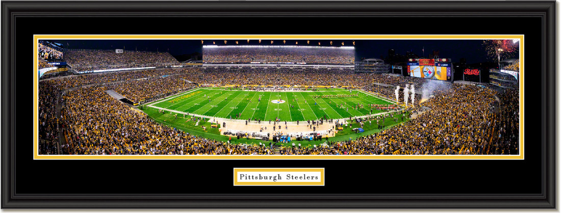 Pittsburgh Steelers Heinz Field Framed Night Game Picture Double Matting and Black Frame