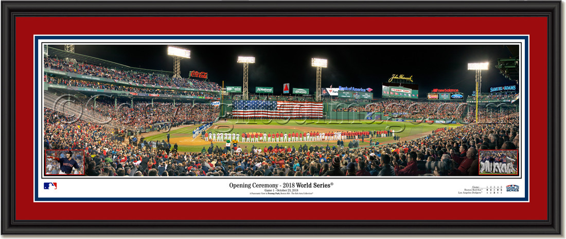 2018 World Series Game One Opening Ceremony Framed Panoramic Double Matted Black Frame