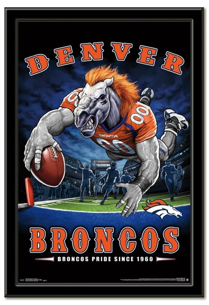 Denver Broncos Team Mascot End Zone Framed Poster 
