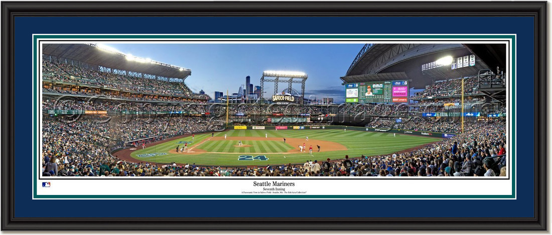 Seattle Mariners Seventh Inning at Safeco Field Framed Panoramic Double Matting