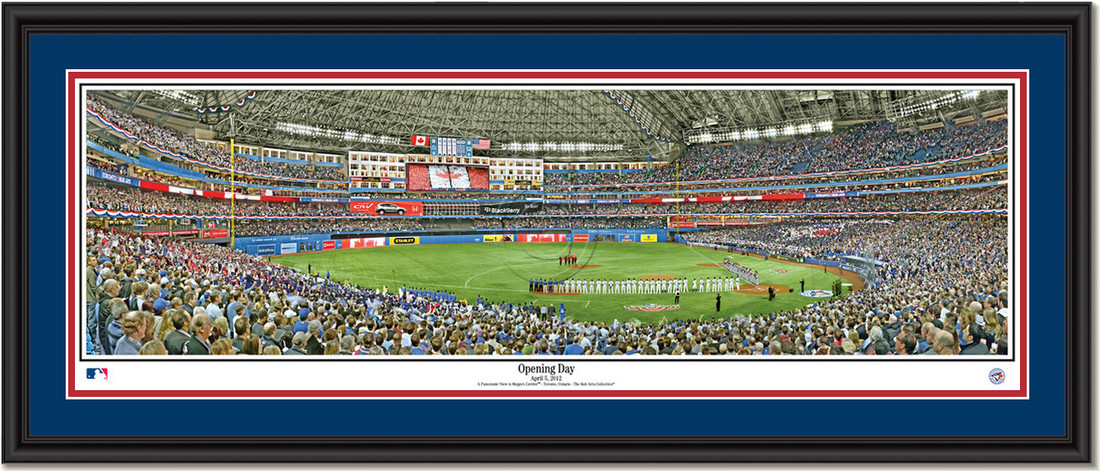 Toronto Bluejays Opening Day Framed Print Double Mat and Black Frame