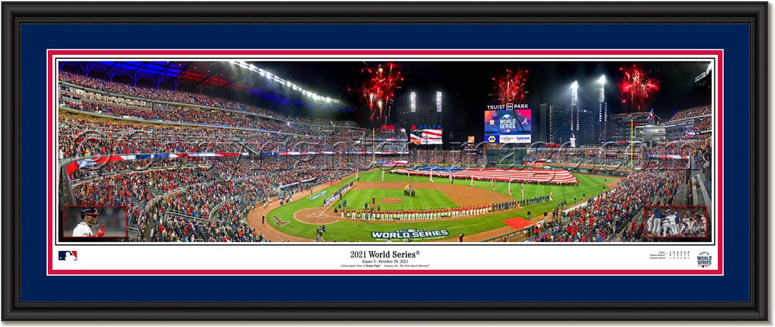 Atlanta Braves Framed 20 x 24 2021 World Series Champions Collage with Pieces of Game-Used Dirt Baseball and Base from The - Limited Edition 500