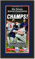 Framed The Atlanta Journal Champs Braves 1995 World Series Champions 17x27  Baseball Newspaper Cover Photo Professionally Matted
