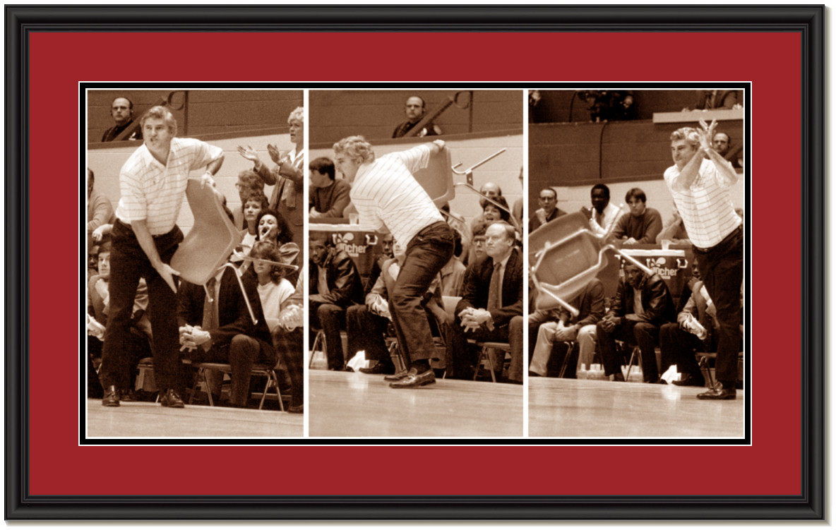 Bobby Knight Throws A Chair Framed Print