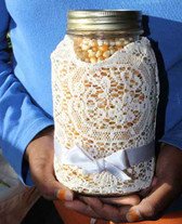 Decorated Quart Mason Jar with Monarch Butterfly Popcorn