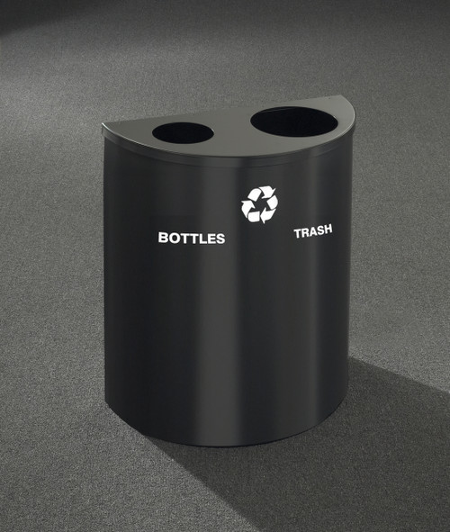 29 Gallon Dual Half Round Recycling Trash Can Hinged Lid 29 Colors 29 Gallon Dual Half Round Recycling Trash Can Hinged Lid 29 Colors