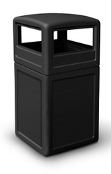 42 Gallon All Season Square Plastic Outdoor Garbage Can with Dome Lid Black