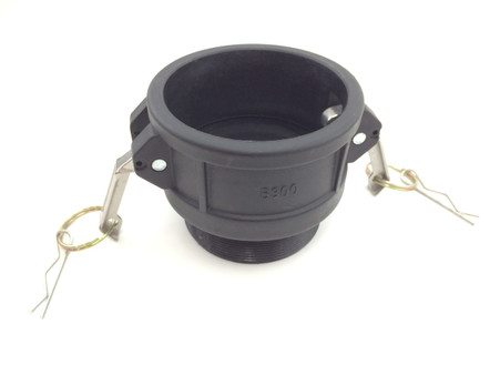 Type B Male 3 inch Camlock Fitting to 3 inch Male Thin Thread, PP Plastic (B300)