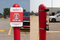 Bollard Sign On Temporary System with pipe clamps