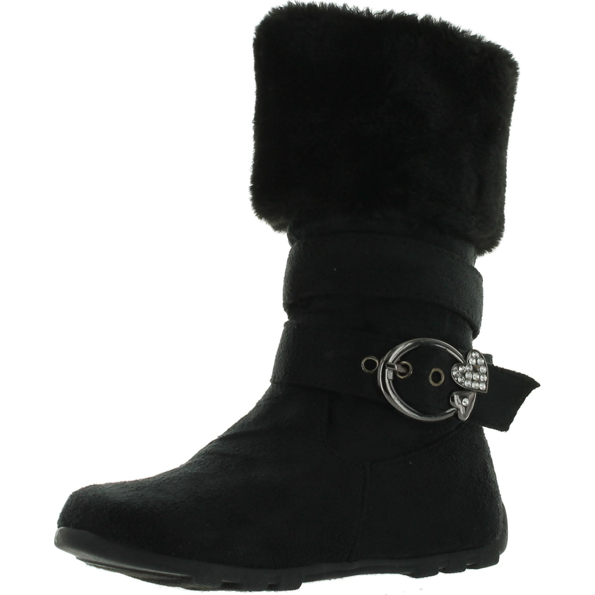 EyesOnStyle Girls Warm Tall Mid Calf 3 Buttons Faux Sheepskin Fur Kids Shoes Boots