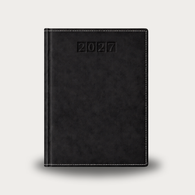 2027 Executive Desk Diary Suede Vegan Leather Black(Soft Cover)