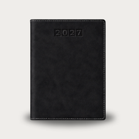 2027 Daily (DAY PER PAGE) Diary Suede Vegan Leather Black (Soft Cover)