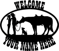 Western Romance personalized welcome sign. CNC Plasma Cut from heavy gauge steel.