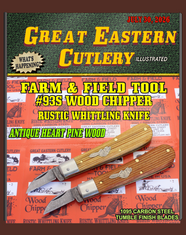 GEC -Farm and Field - Rustic Whittling Knife - Wood Chipper-(small)- Antique Heart Pine Wood Handles - NEW!
