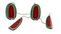 Set of 2 Hanging 2 Part Watermelon Wood Christmas Ornaments