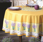 Provence Lavande Coated Cotton Round Tablecloths - Yellow