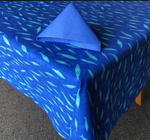 Le Cluny Provencal Coated Cotton Tablecloths - Sardines Blue