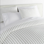 Peacock Alley Ribbon Stripe Percale Duvet Cover - Olive