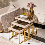 Michael Amini Carmela Nesting Table - Shimmer Ivory