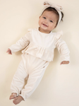 Mud Pie Cream Velour Baby Bodysuit & Headband Set  - 9-12 mo