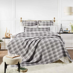 Orchids Lux Home Doyle Check Cotton Blanket - Charcoal