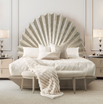 Michael Amini Fantosini Eastern King Fan Bed - Silver Leaf