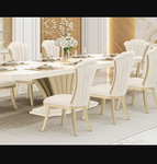Michael Amini Fantosini Gold 7 pc Rectangular Dining Table set - Creamy Pearl
