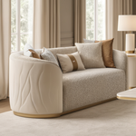 Michael Amini Gineverra Bouclé Loveseat - Biscotti