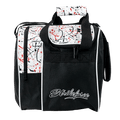 KR Strikeforce Rook 1 Ball Tote Bowling Bag - White/Black/Red Splash
