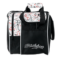 KR Strikeforce Rook 1 Ball Tote Bowling Bag - White/Black/Red Splash