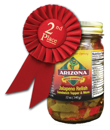 Award Winning Relish.  A nice balance of mild peppers, onions and jalapenos.  A great flavor for sandwiches, burgers, hot dogs, sausages, chicken, steak.. the list goes on.   All natural with no preservatives.  