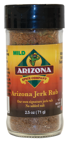 Our custom Jerk Rub comes in Mild or Hot.  Great on Chicken, traditionally but also good on burgers.  