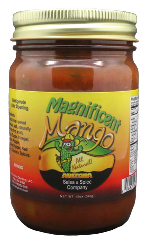 The flavor is the Magnificent part!  Magnificent Mango.  You will love this salsa.  Mild and very flavorful!