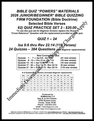 062d) 2026 Junior/Beginner Quiz Set 2 - Sec 3E - Rev 22:14 (118 Verses) Download